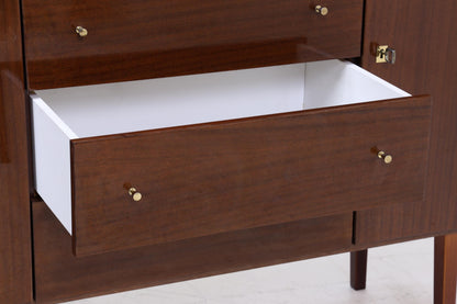 Vintage Hochglanz Sideboard 60er Jahre | Mid Century Anrichte mit Schubladen &amp; Fächern Aufbewahrung