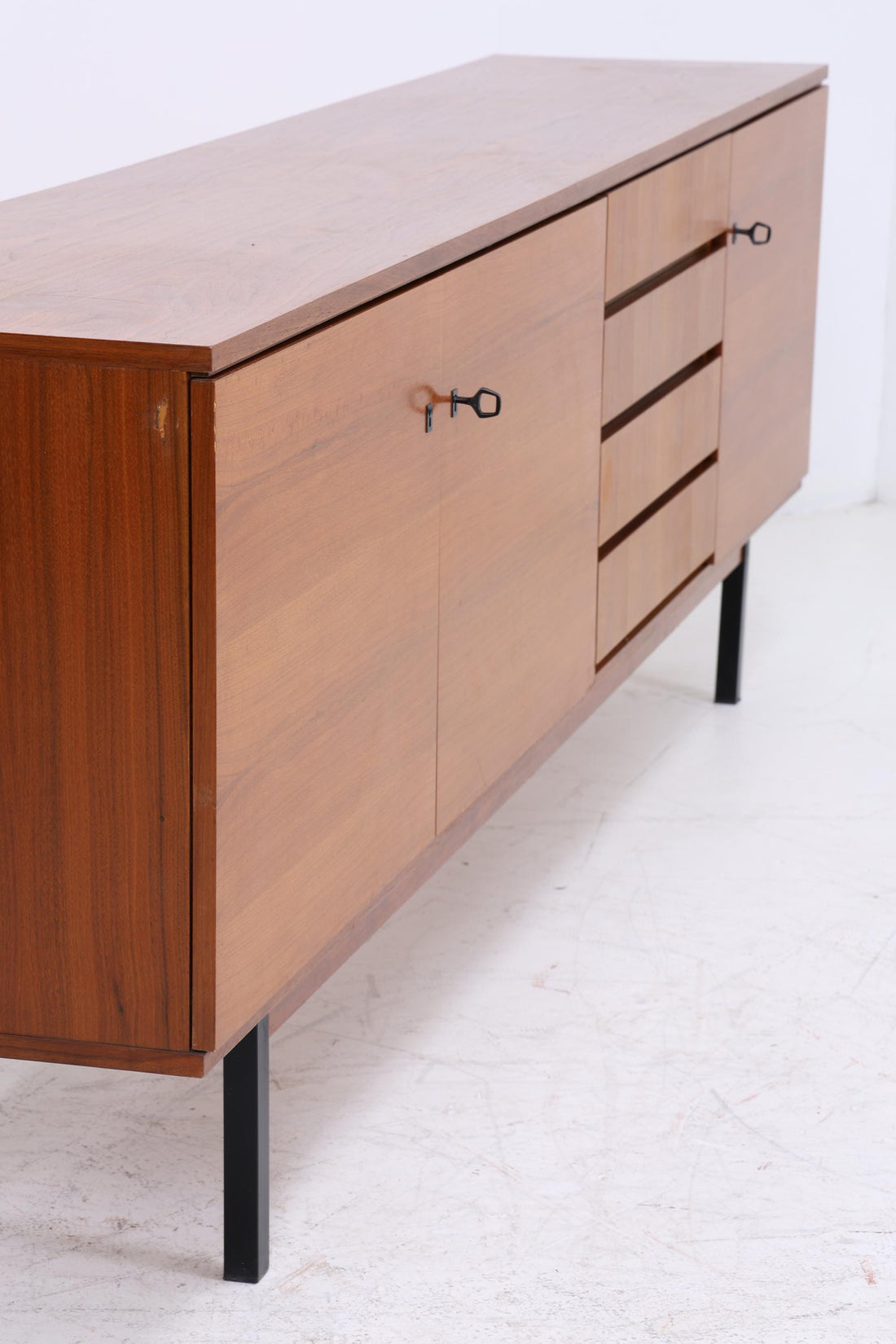 Vintage Sideboard 60er Jahre | Mid Century TV Board mit Schubladen &amp; Fächern Holz Aufbewahrung Anrichte