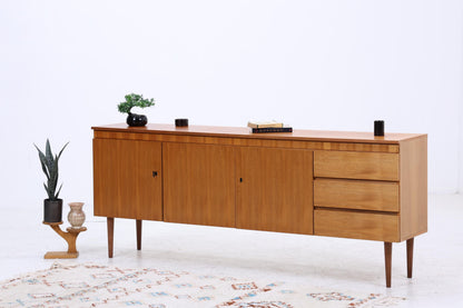 Vintage Teak Sideboard 60er Jahre | Mid Century Scandinavian Anrichte mit Schubladen &amp; Schiebetüren Holz Aufbewahrung
