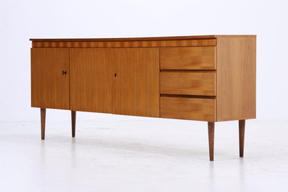 Vintage Teak Sideboard 60er Jahre | Mid Century Scandinavian Anrichte mit Schubladen &amp; Schiebetüren Holz Aufbewahrung