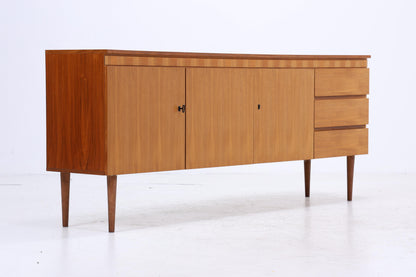 Vintage Teak Sideboard 60er Jahre | Mid Century Scandinavian Anrichte mit Schubladen &amp; Schiebetüren Holz Aufbewahrung