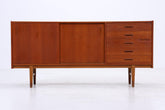 Vintage Teak Sideboard 60er| Scandinavian Design Mid Century Anrichte Schubladen & Schiebetüren Holz Aufbewahrung