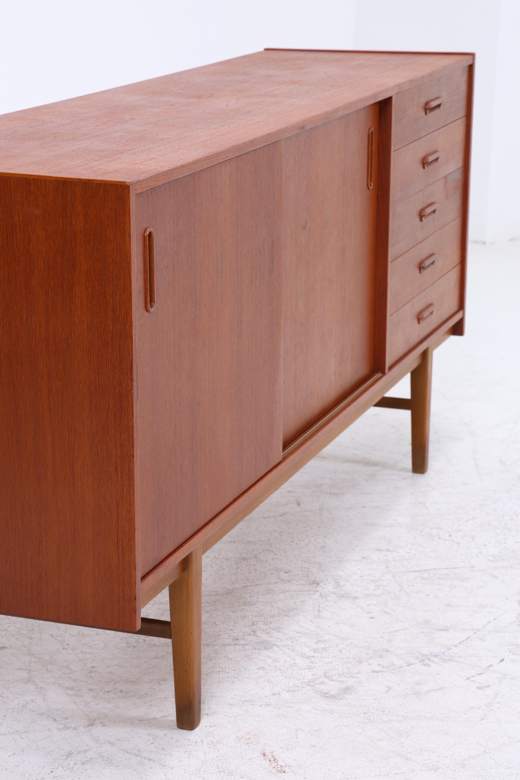 Vintage Teak Sideboard 60er| Scandinavian Design Mid Century Anrichte Schubladen &amp; Schiebetüren Holz Aufbewahrung
