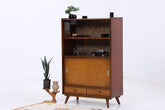 Vintage Vitrine aus den 60ern | Mid Century Glas Schrank Retro Holz Aufbewahrung