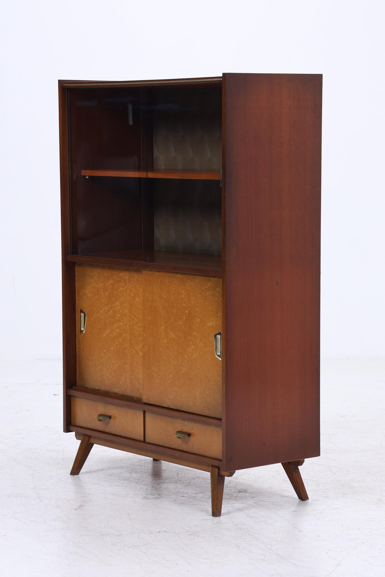 Vintage Vitrine aus den 60ern | Mid Century Glas Schrank Retro Holz Aufbewahrung