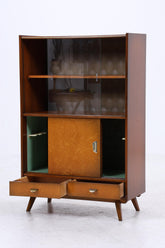 Vintage Vitrine aus den 60ern | Mid Century Glas Schrank Retro Holz Aufbewahrung
