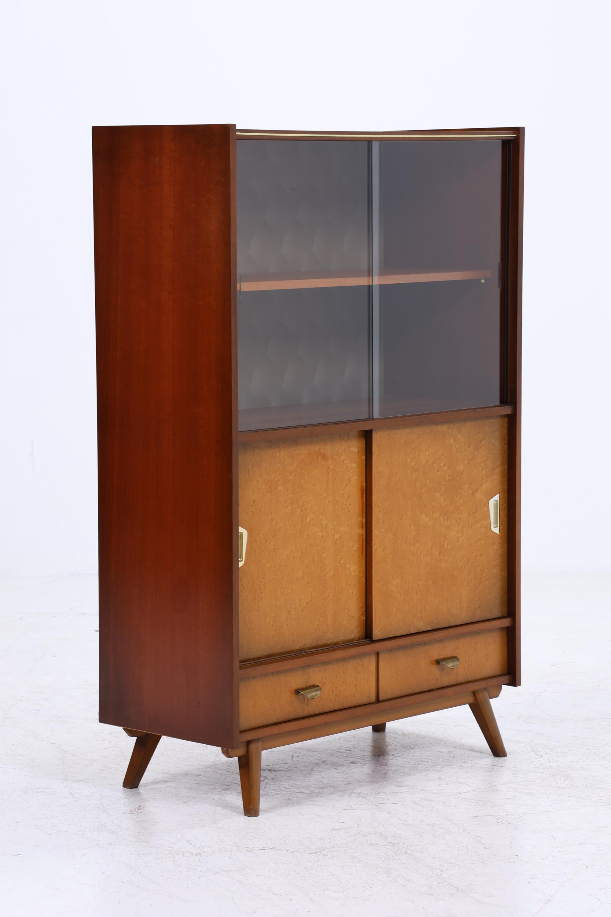 Vintage Vitrine aus den 60ern | Mid Century Glas Schrank Retro Holz Aufbewahrung