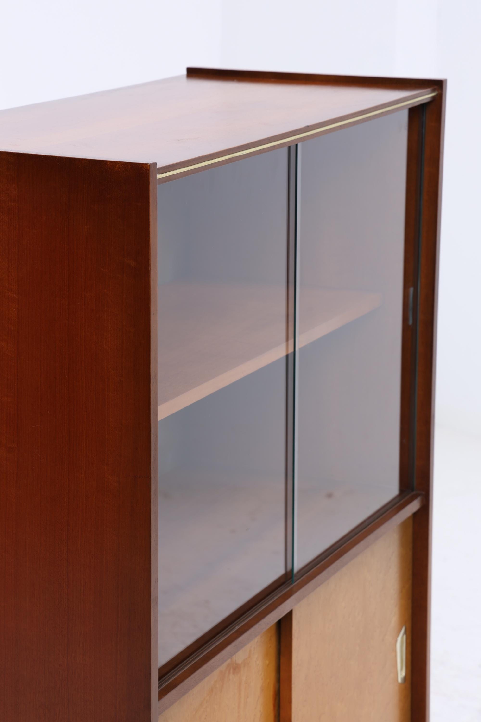 Vintage Vitrine aus den 60ern | Mid Century Glas Schrank Retro Holz Aufbewahrung