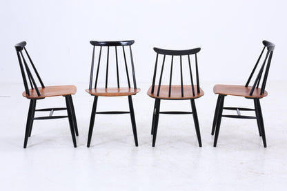 4er Set Teak Stühle "Fanett" von lmari Tapiovaara | Mid Century Finnish Design Holz Stuhl | Vintage Designer