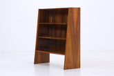 Kleines Vintage Nussbaum Bücherregal | Mid Century Vitrine | 60er Retro Holz Aufbewahrung