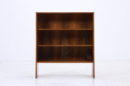 Kleines Vintage Nussbaum Bücherregal | Mid Century Vitrine | 60er Retro Holz Aufbewahrung