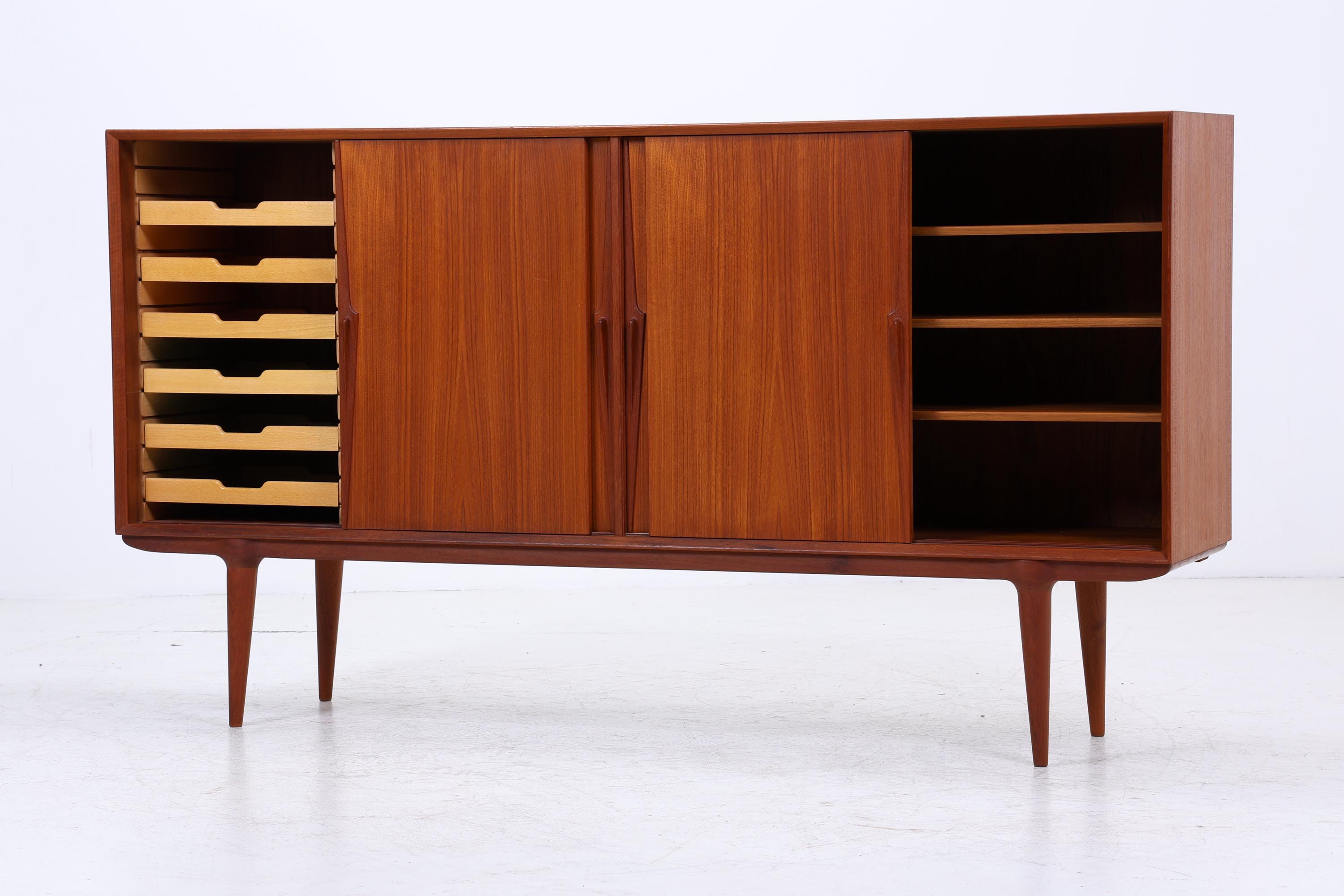 Vintage Teak Highboard von Omann Jun | Mid Century Sideboard Schubladen Schrank Holz Aufbewahrung