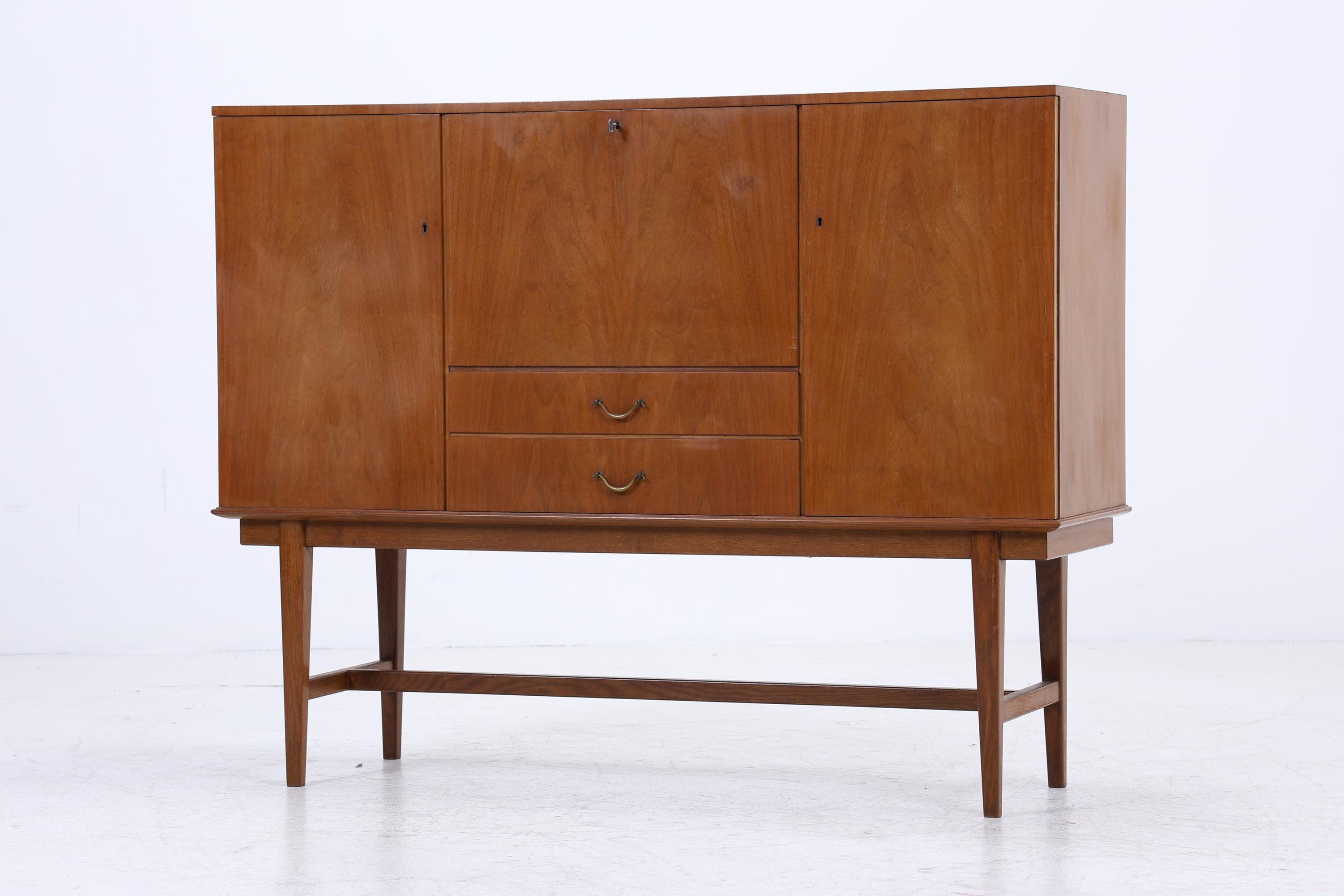 Vintage Highboard 60er Jahre | Mid Century Sideboard Schubladen Schrank Holz Aufbewahrung