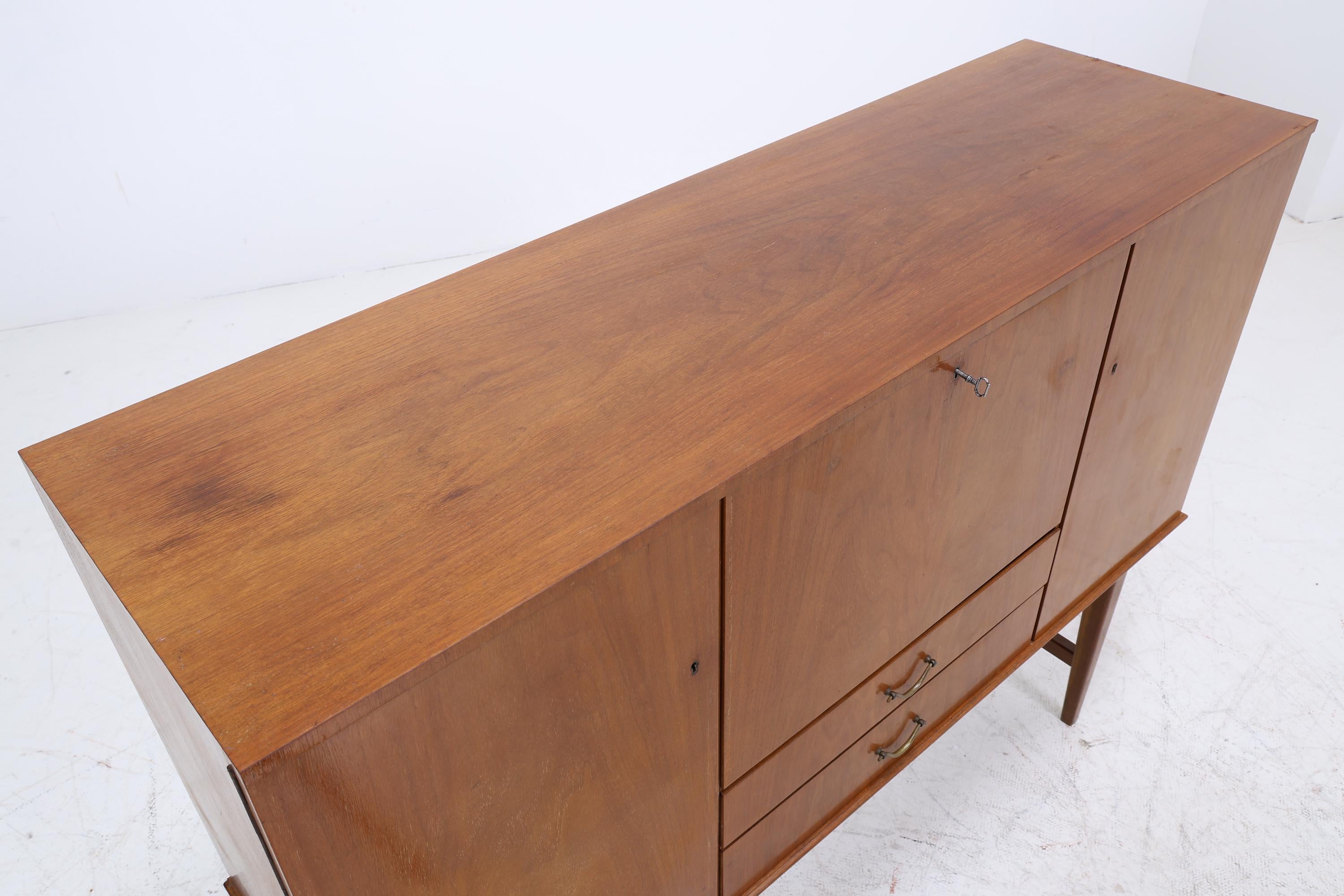 Vintage Highboard 60er Jahre | Mid Century Sideboard Schubladen Schrank Holz Aufbewahrung