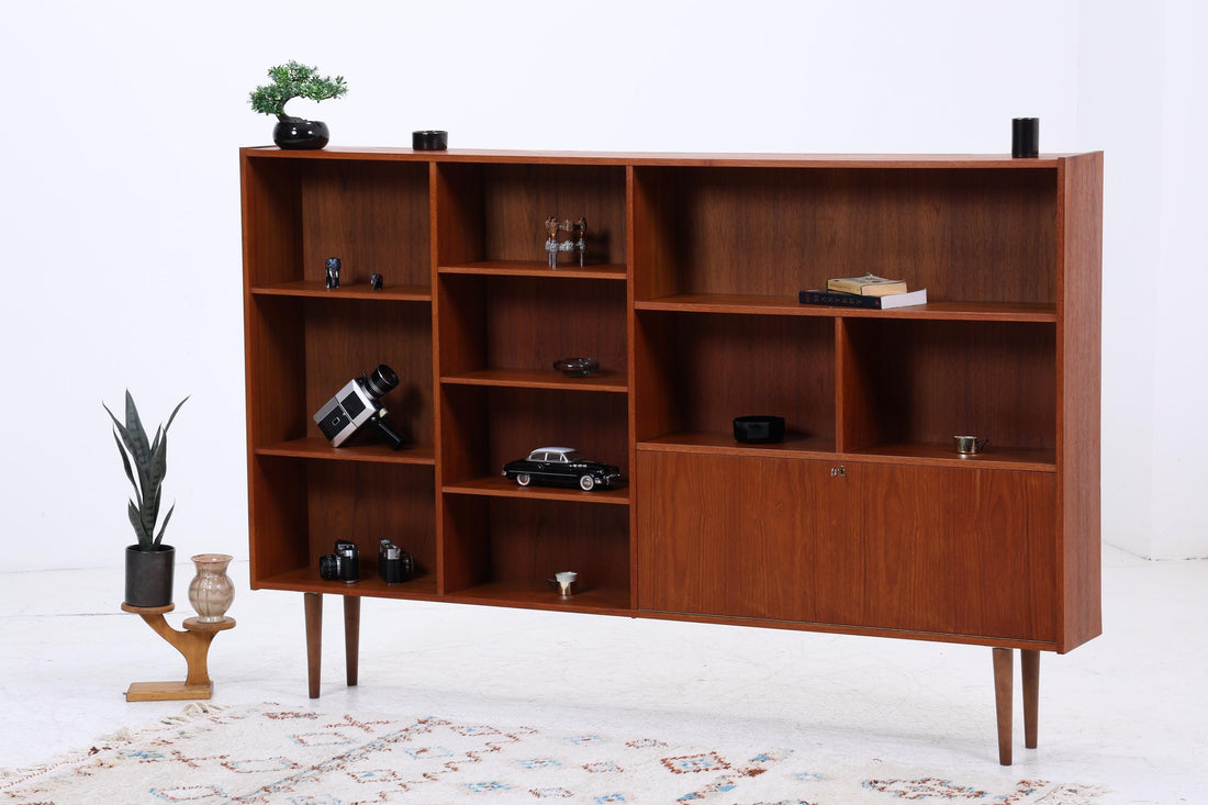 Vintage Teak Regal 60er Jahre | Mid Century Bücherregal Retro Schrank Holz Aufbewahrung