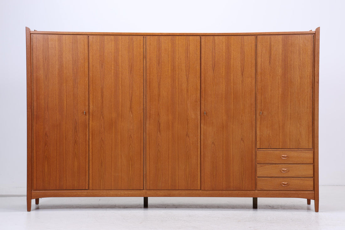 XXL Vintage Teak Kleiderschrank | Mid Century Wäscheschrank | 60er Jahre Schrank | mit 2 Kleiderstangen