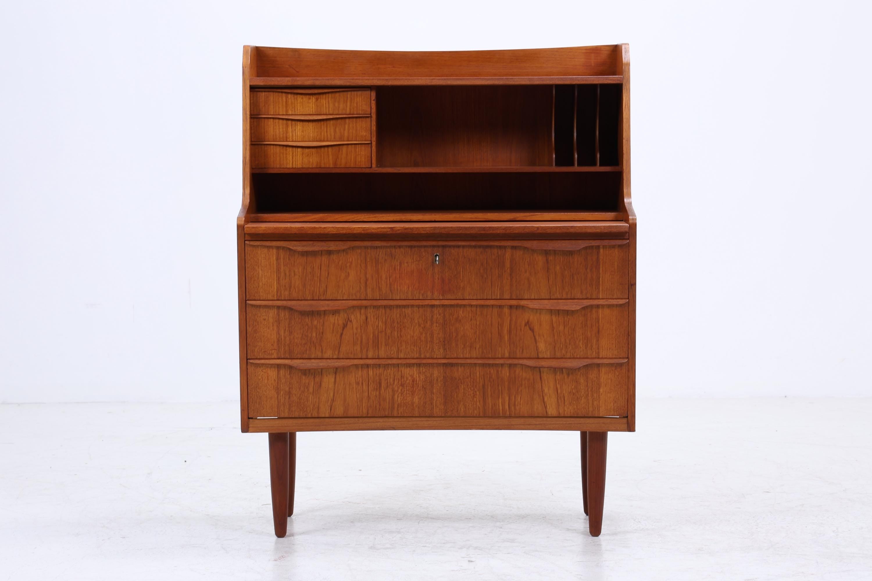 Vintage Teak Sekretär 60er Jahre | Mid Century Schrank Arbeitstisch Retro Holz Aufbewahrung