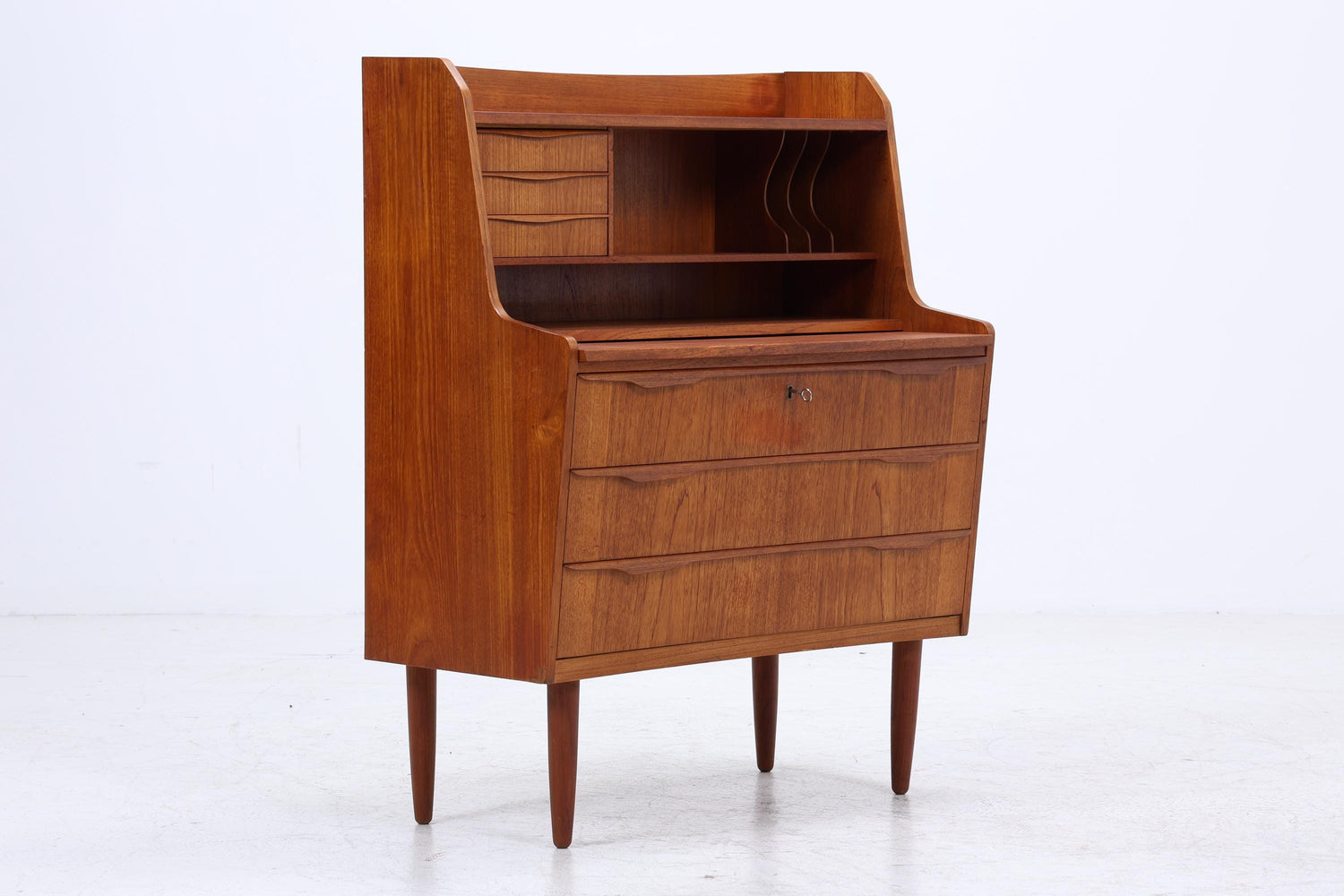 Vintage Teak Sekretär 60er Jahre | Mid Century Schrank Arbeitstisch Retro Holz Aufbewahrung