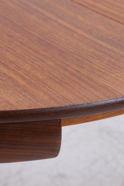 Hans Olsen für Frem Røjle – Vintage runder Ausziehtisch mit 4 Stühlen aus Teak | Danish Mid Century Dining Set