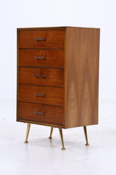 Vintage Schubladen Kommode | Mid Century Schubladen Schmale Aufbewahrung Holz Gold Füße