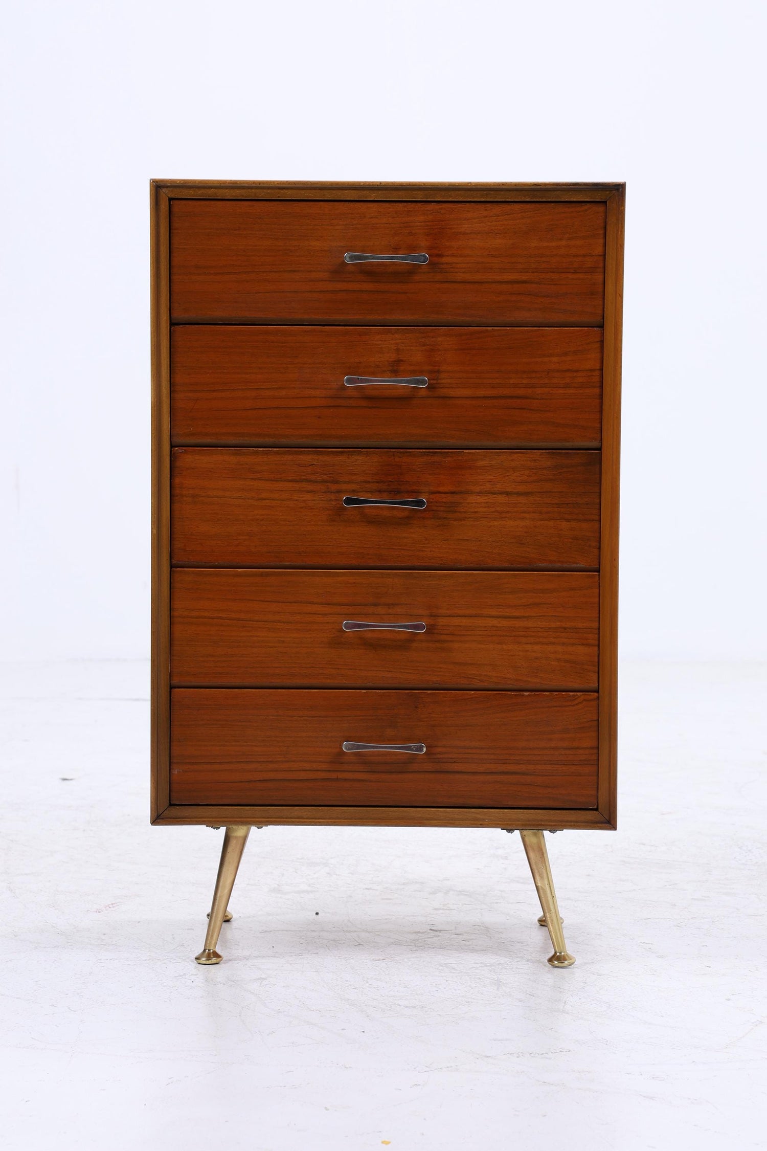 Vintage Schubladen Kommode | Mid Century Schubladen Schmale Aufbewahrung Holz Gold Füße