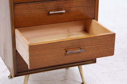 Vintage Schubladen Kommode | Mid Century Schubladen Schmale Aufbewahrung Holz Gold Füße