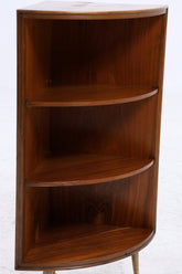 Mid Century Eckregal aus Holz mit Messingfüßen | Vintage Regal 60er Jahre