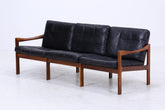 Mid Century Ledersofa von Illum Wikkelsø für Niels Eilersen / Musterring | Teak Sofa 60er Jahre