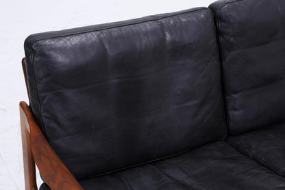 Mid Century Ledersofa von Illum Wikkelsø für Niels Eilersen / Musterring | Teak Sofa 60er Jahre