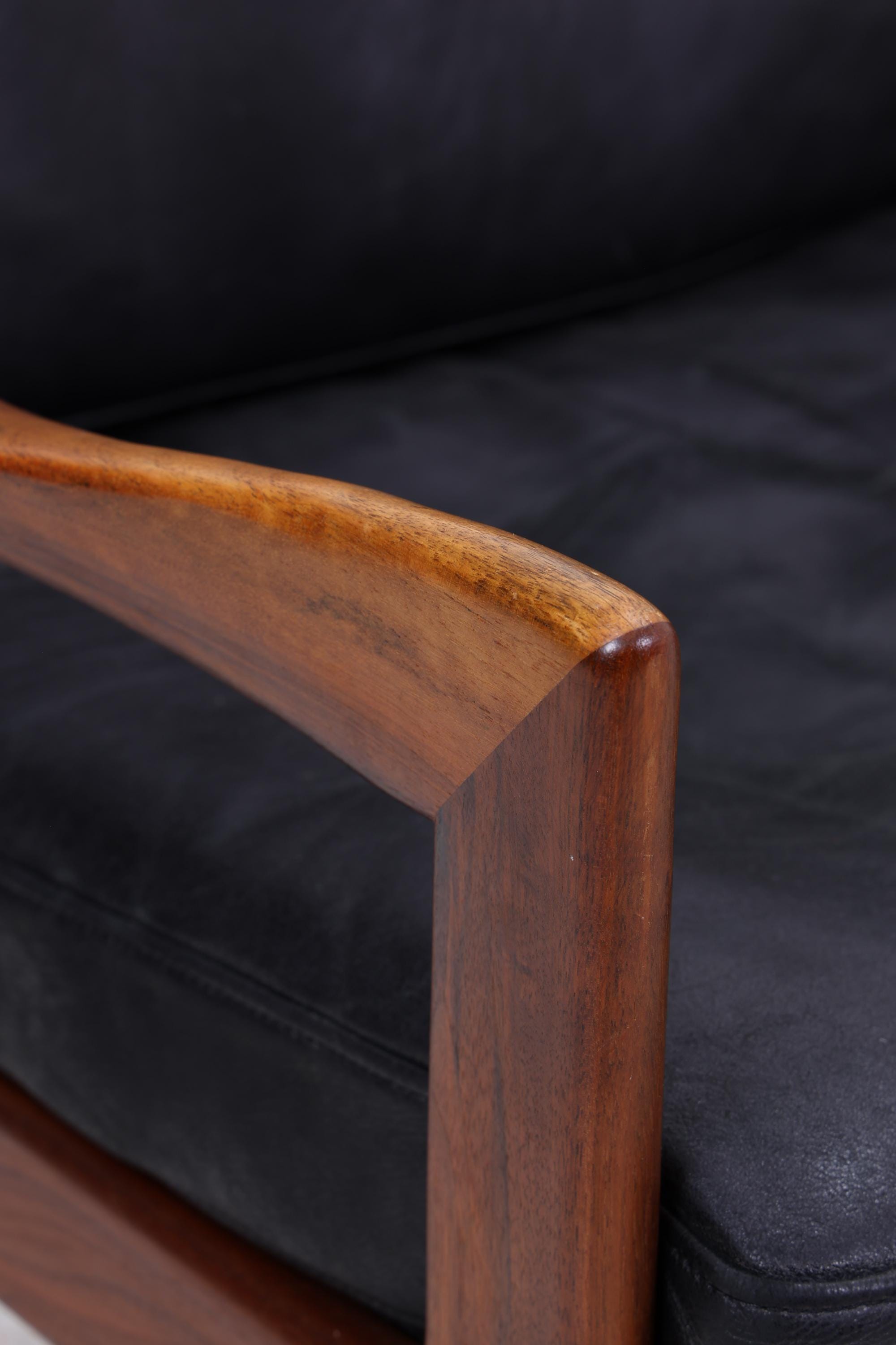 Mid Century Ledersofa von Illum Wikkelsø für Niels Eilersen / Musterring | Teak Sofa 60er Jahre