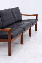 Mid Century Ledersofa von Illum Wikkelsø für Niels Eilersen / Musterring | Teak Sofa 60er Jahre