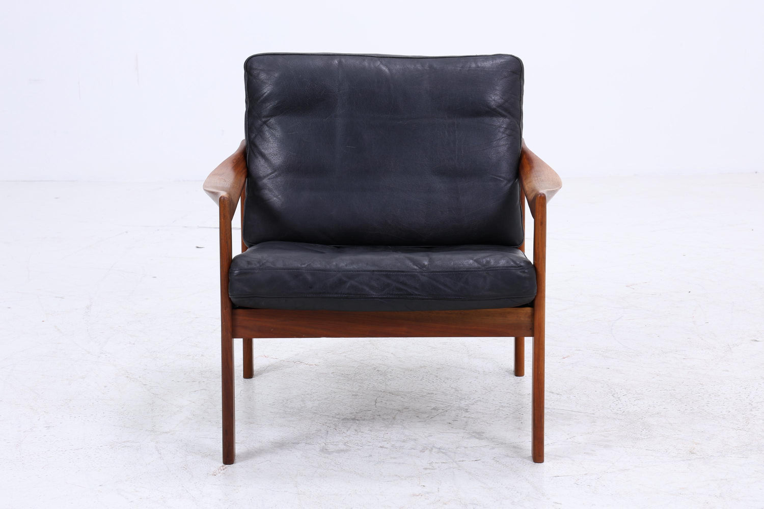 Mid Century Ledersessel von Illum Wikkelsø für Niels Eilersen / Musterring | Teak Sessel 60er Jahre