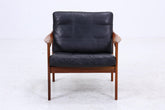 Mid Century Ledersessel von Illum Wikkelsø für Niels Eilersen / Musterring | Teak Sessel 60er Jahre