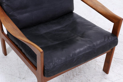 Mid Century Ledersessel von Illum Wikkelsø für Niels Eilersen / Musterring | Teak Sessel 60er Jahre