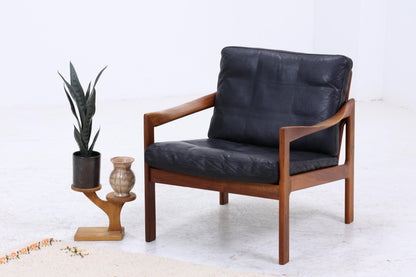 Mid Century Ledersessel von Illum Wikkelsø für Niels Eilersen / Musterring | Teak Sessel 60er Jahre