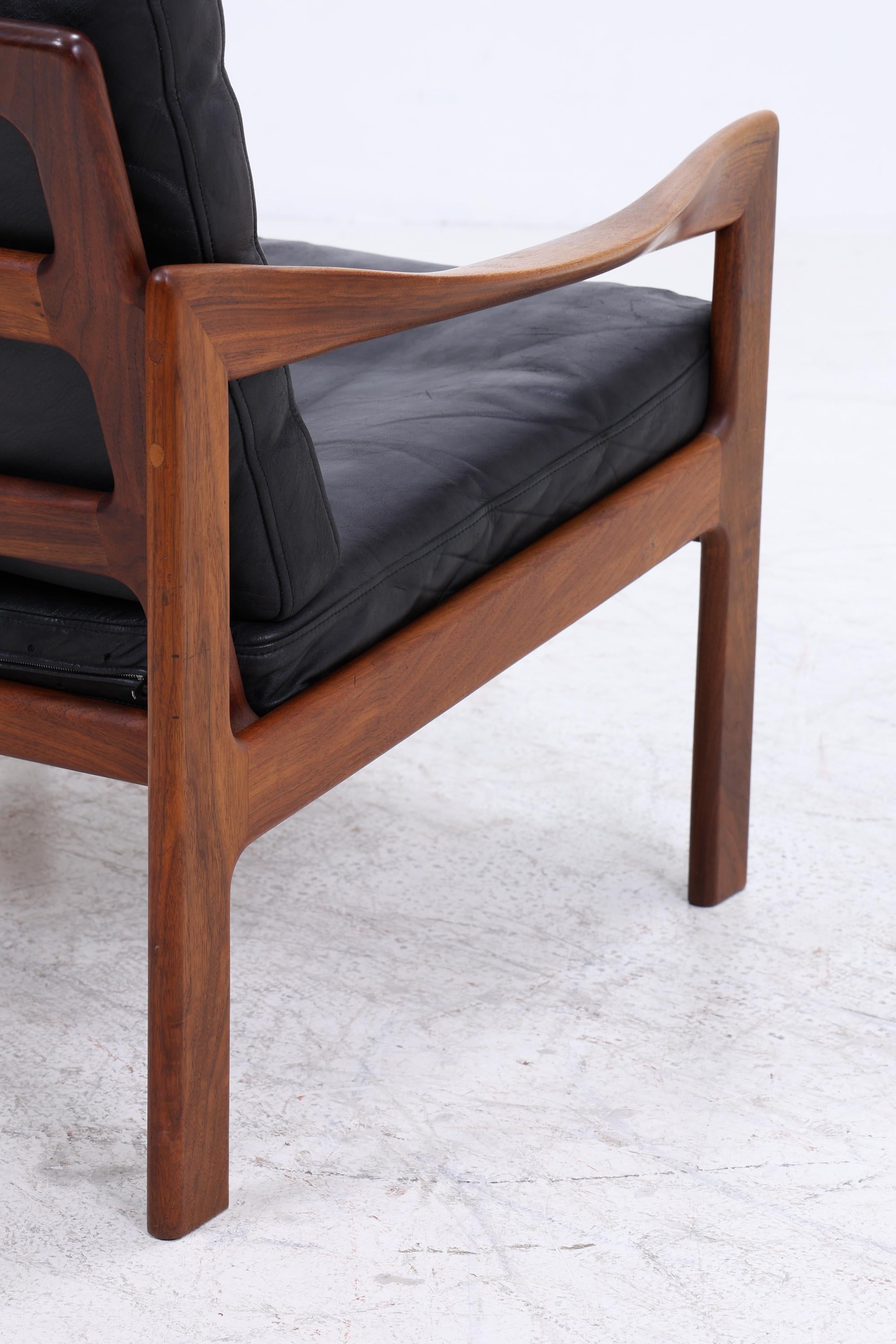 Mid Century Ledersessel von Illum Wikkelsø für Niels Eilersen / Musterring | Teak Sessel 60er Jahre