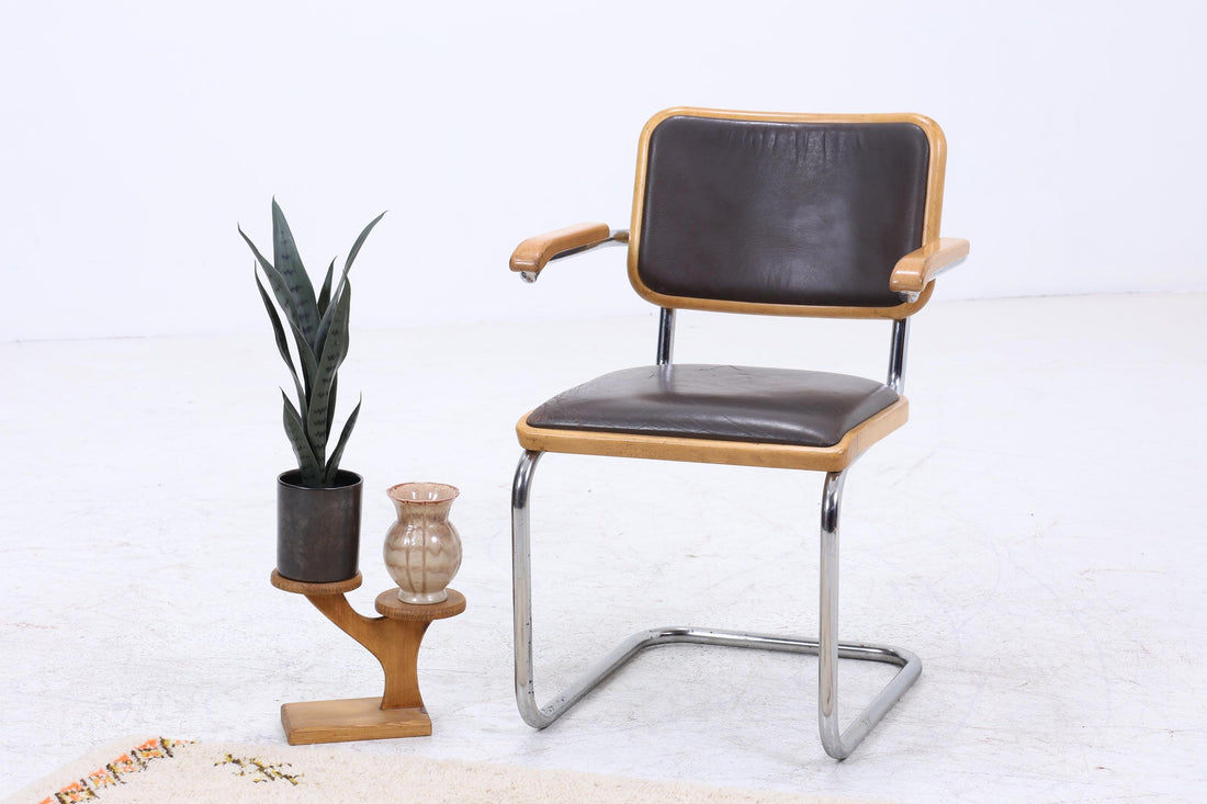 S64 Freischwinger von Marcel Breuer für Thonet | Bauhaus Stuhl Leder Schreibtischstuhl
