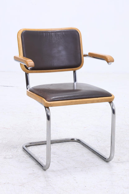 S64 Freischwinger von Marcel Breuer für Thonet | Bauhaus Stuhl Leder Schreibtischstuhl