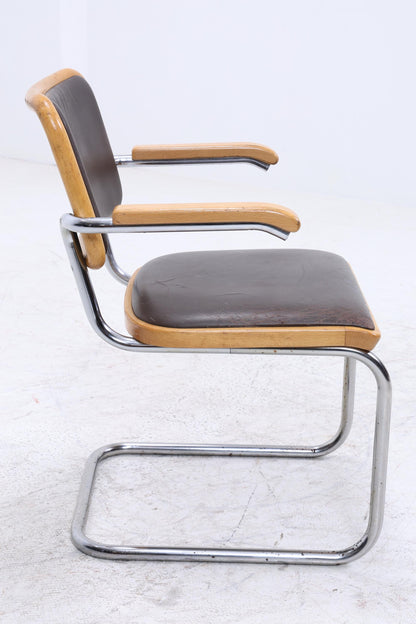 S64 Freischwinger von Marcel Breuer für Thonet | Bauhaus Stuhl Leder Schreibtischstuhl
