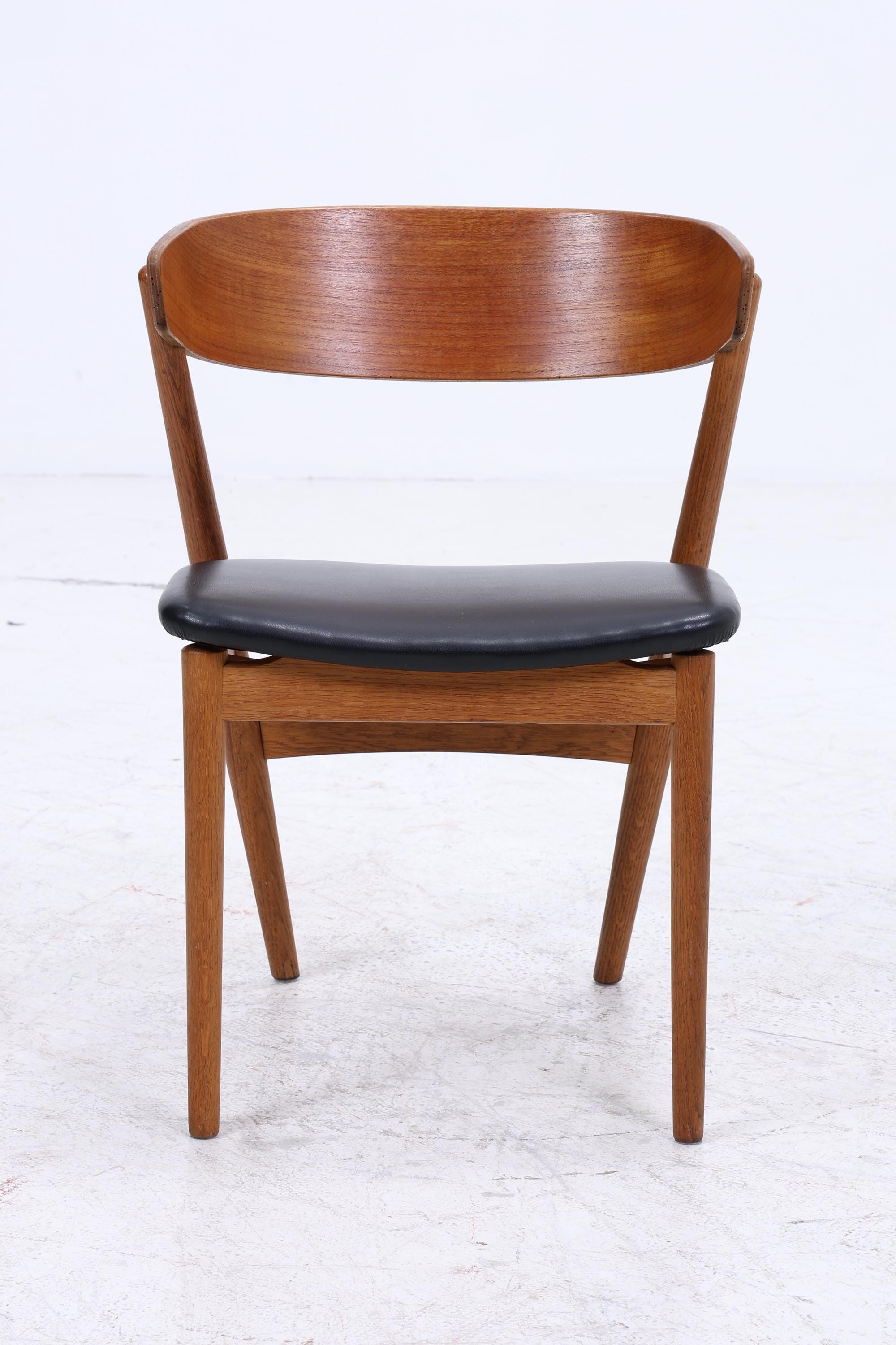Teak Stuhl Modell 7 von Helge Sibast | Danish Mid Century Design Lederstuhl