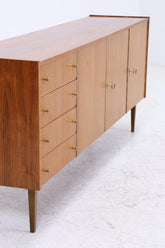 Vintage Sideboard aus Nussbaum | Mid Century Lowboard mit Schubladen & Türen | 60er Jahre Design