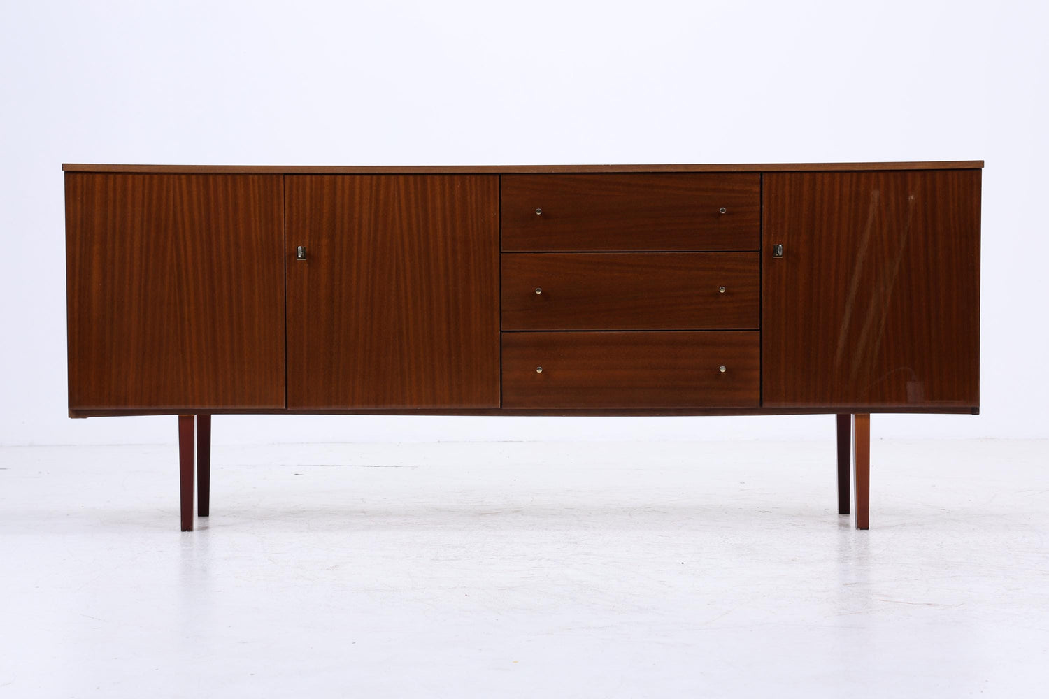 Vintage Hochglanz Sideboard 60er Jahre | Mid Century Anrichte mit Schubladen &amp; Fächern Aufbewahrung