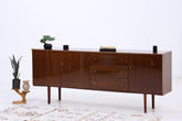 Vintage Hochglanz Sideboard 60er Jahre | Mid Century Anrichte mit Schubladen & Fächern Aufbewahrung