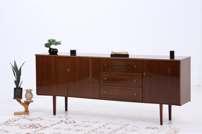 Vintage Hochglanz Sideboard 60er Jahre | Mid Century Anrichte mit Schubladen &amp; Fächern Aufbewahrung