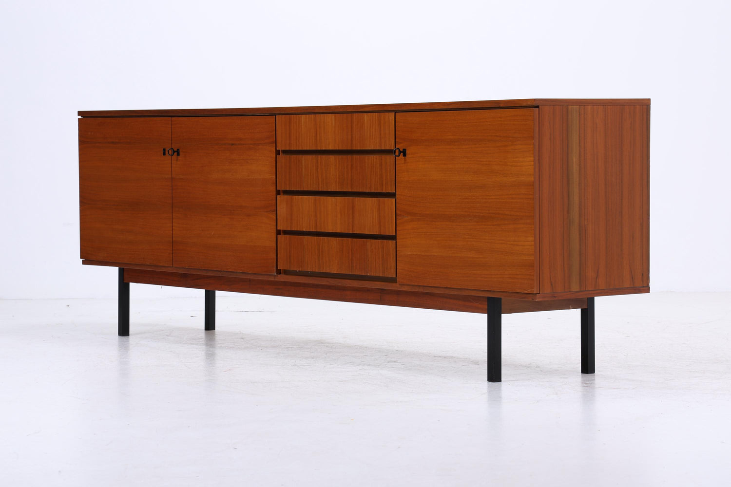 Vintage Sideboard 60er Jahre | Mid Century TV Board mit Schubladen &amp; Fächern Holz Aufbewahrung Anrichte