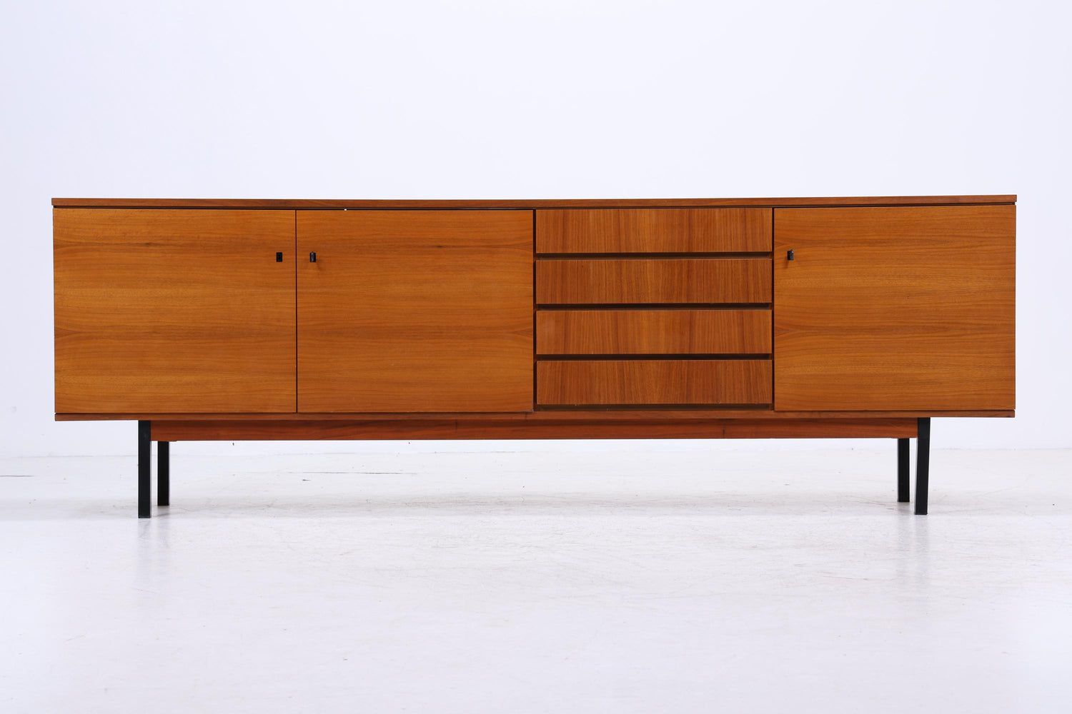 Vintage Sideboard 60er Jahre | Mid Century TV Board mit Schubladen &amp; Fächern Holz Aufbewahrung Anrichte