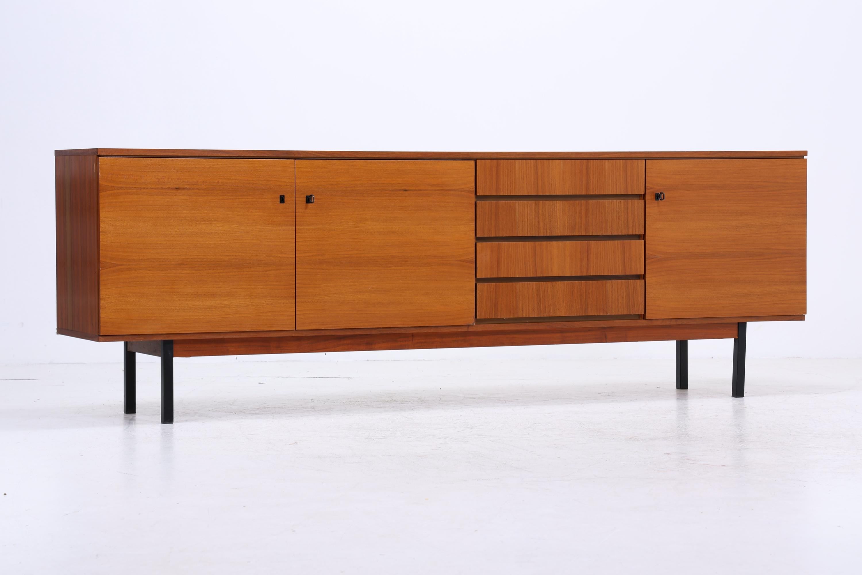 Vintage Sideboard 60er Jahre | Mid Century TV Board mit Schubladen &amp; Fächern Holz Aufbewahrung Anrichte