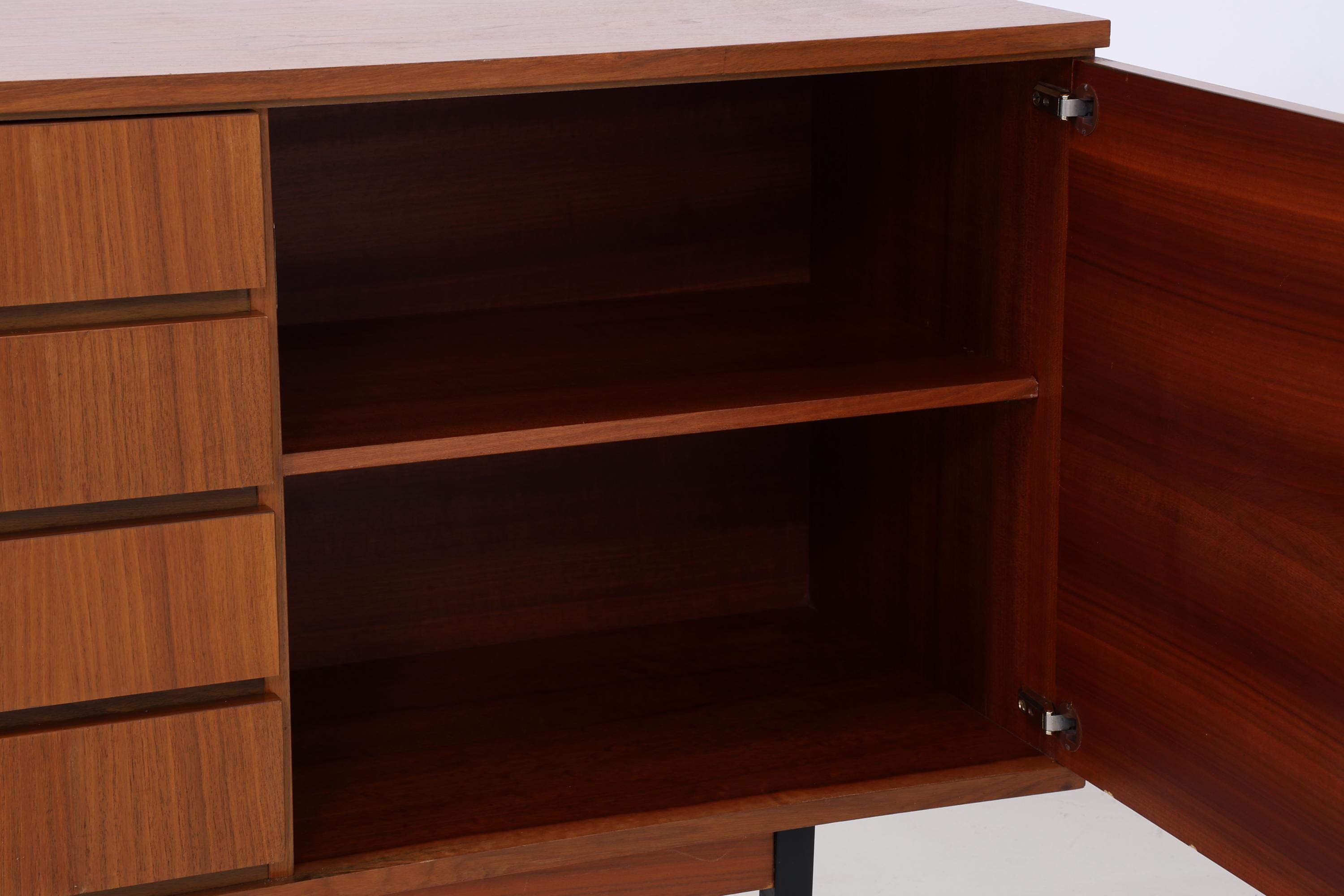 Vintage Sideboard 60er Jahre | Mid Century TV Board mit Schubladen &amp; Fächern Holz Aufbewahrung Anrichte