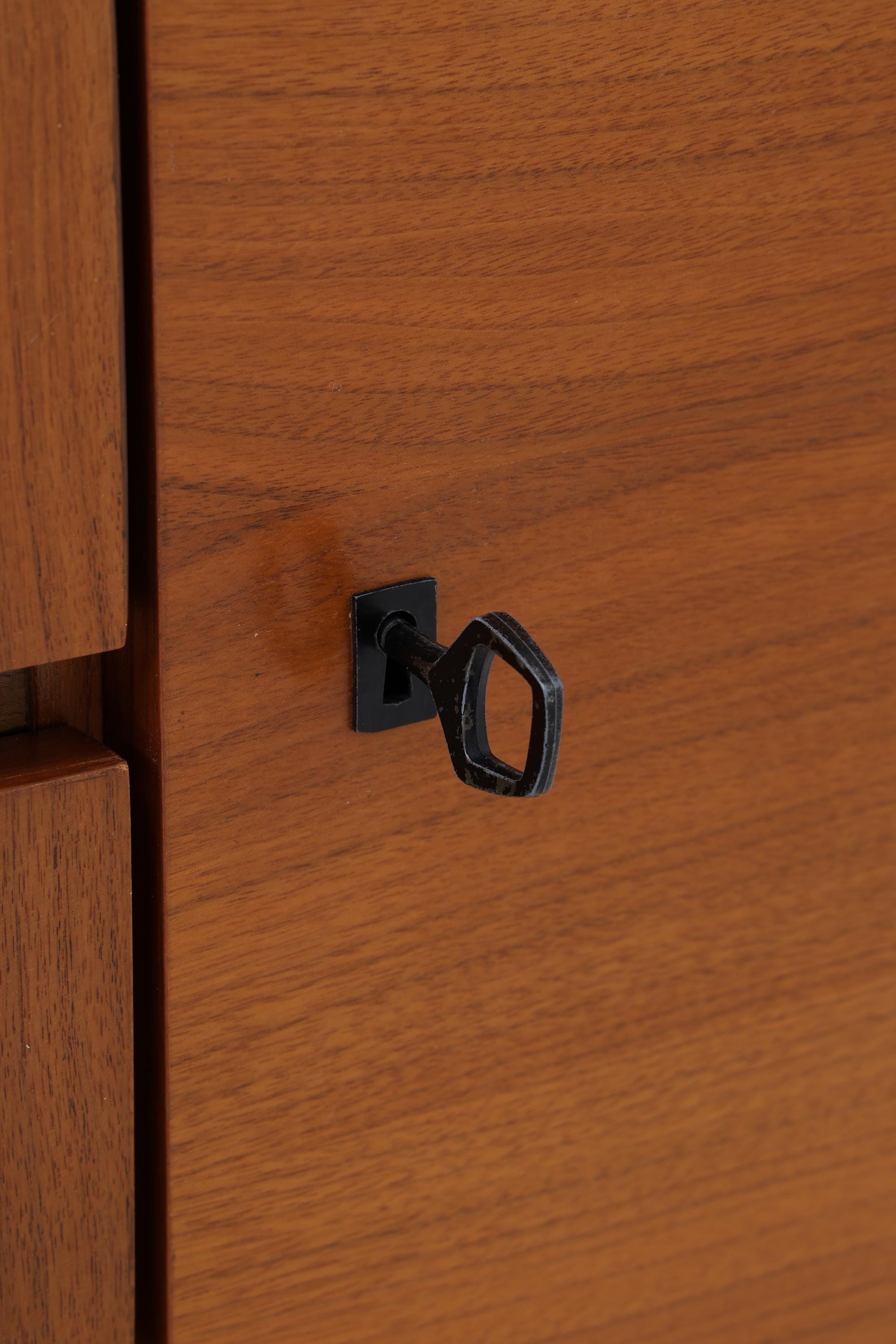 Vintage Sideboard 60er Jahre | Mid Century TV Board mit Schubladen &amp; Fächern Holz Aufbewahrung Anrichte