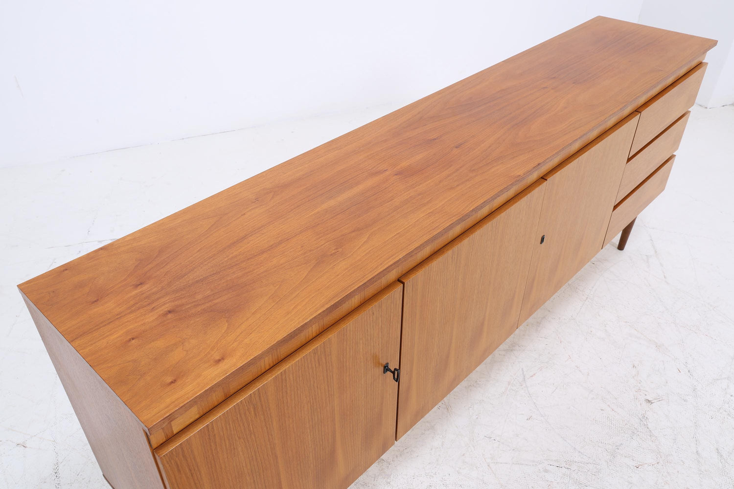 Vintage Teak Sideboard 60er Jahre | Mid Century Scandinavian Anrichte mit Schubladen &amp; Schiebetüren Holz Aufbewahrung